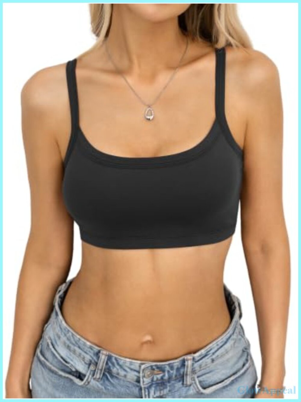 Bralette Scoop Neck Cami Crop Tank Top Sports Bra